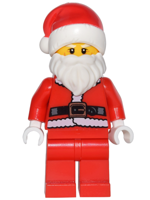 LEGO Minifigure-Santa, Red Legs, Fur Lined Jacket, White Eyebrows, Wrinkles-Holiday / Christmas-hol082-Creative Brick Builders